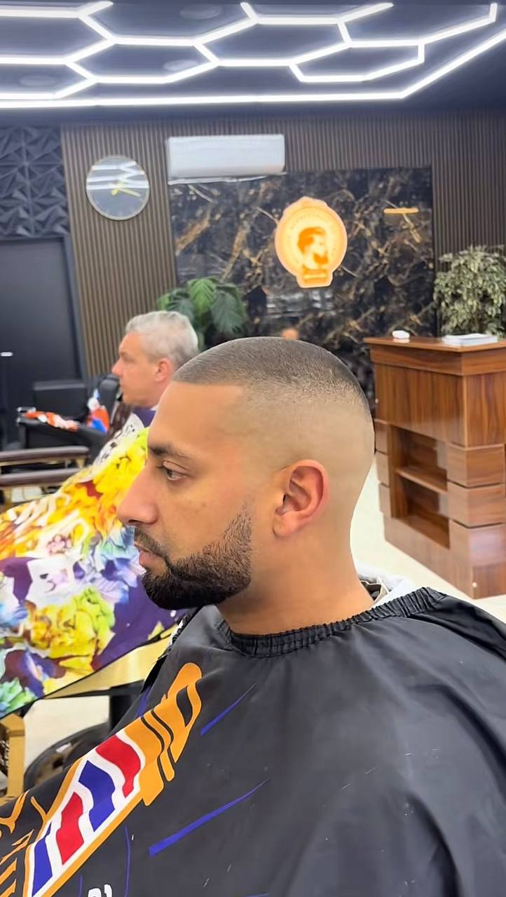 Allure Barber Geleen buzz cut and beard result